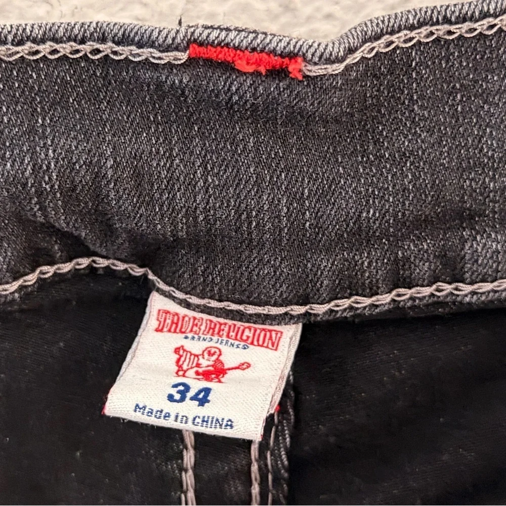 True Religion Skinny Moto Stitch Jeans Mens Black 34 W & 33 L